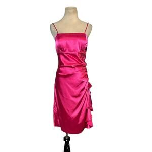 Cindy fuchsia satin party dress size large